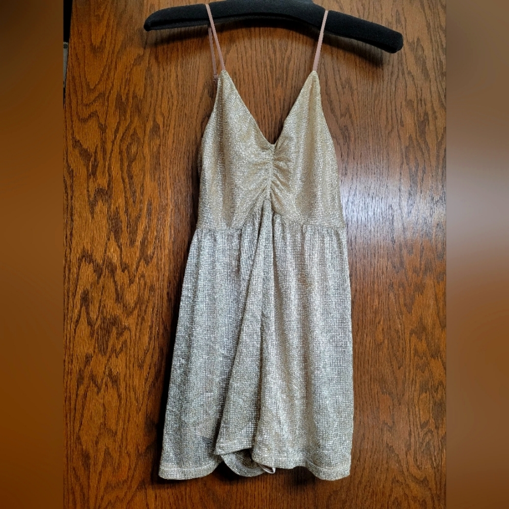 Urban Outfitters Women's Romper Gold and Silver Metallic Size SP